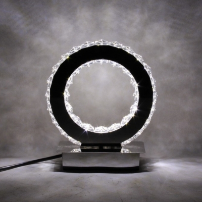 new modern round crystal led table lamp diamond ring desk light beside lighting dia300mmlamps for home