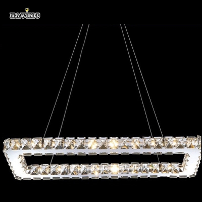 rectange led crystal chandelier lighting fixture l60*w30*h100cm three sides lustres crystal lights for dining room pending