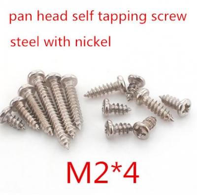 1000pcs/lot m2*4 steel with nickel pan head phillips self tapping screw [screw-124]