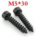 100pcs/lot m5*30 hex socket head self tapping screw grade 10.9 alloy steel with black