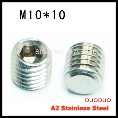 10pcs din913 m10 x 10 a2 stainless steel screw flat point hexagon hex socket set screws