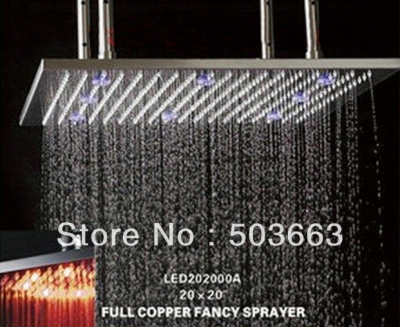 20" Luxury Nickel Brushed FInsih Brass Square LED Rain Shower Head YS-8145