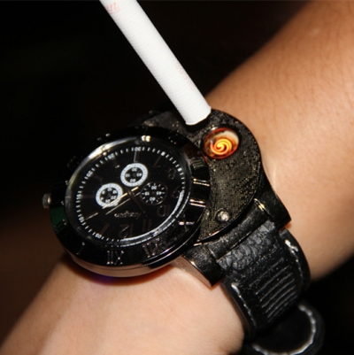 2015 creative rechargeable electronic usb watch lighter flameless cigar wrist watches cigarette lighter best gift for man bf