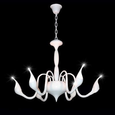 6 light white swan chandelier light fitting/ lamp/ lighting fixture d550mm chrome flushmount chandelier for study living room