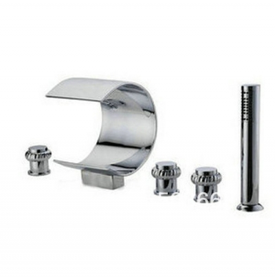 Beautiful 5 piece set Big Waterfall Bathroom Tap Chrome Sink Tub Brass Faucet CM0519