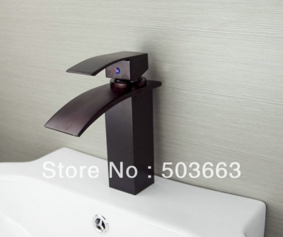 Classic Oil Rubbed Bronze Single Hole Waterfall Spout Bathroom Basin Mixer Tap Vanity Faucet L-6047