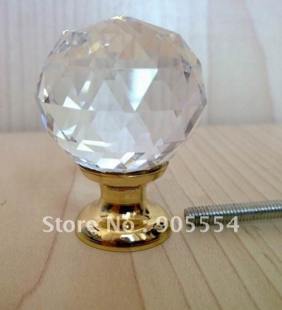D30mmxH42mm 10pcs/lot Free shipping brass base crystal glass furniture handles and knobs/kitchen cabinet door knobs