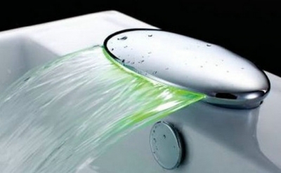 LED faucet chrome bath tub Waterfall Mixer tap 3 color b8833