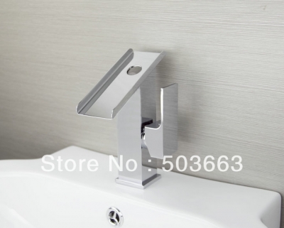 Luxury 1 Handle Deck Mounted Bathroom Basin Waterfall Faucet Mixer Taps Vanity Chrome Faucet L-6063