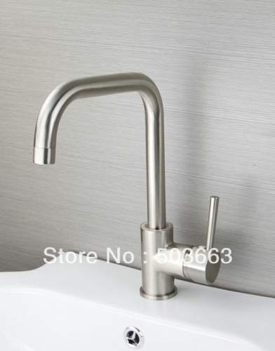 Nice Nickel Brushed Single Handle Kitchen Swivel Sink Brass Mixer Taps Vanity Faucet L-6065