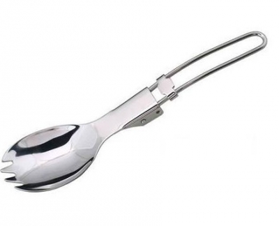 Stainless Steel Foldable Travellers Spork with Nylon Pouch Outdoor tableware