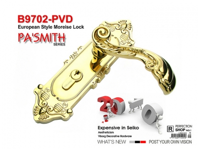 VIBORG Deluxe Security Entry Door Mortise Lever Lock Set, Keyed Entry Door Lock Set,B9702-PVD