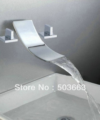 Wall Mounted Waterfall Bathtub Basin Sink Spout Mixer Tap Chrome 3PCS Faucet Set K-6180