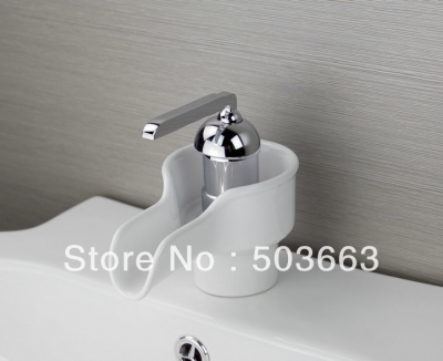 White Ceramic Bathroom Ceramic Waterfall Spout Faucet Basin Faucet Sink Mixer Tap Vanity Faucet L-3805
