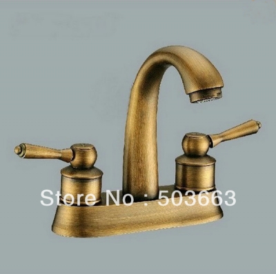 Wholesale Antique Brass 2 Handle Bathroom Basin Sink Faucet Mixer Tap Vanity Faucet Crane S-102