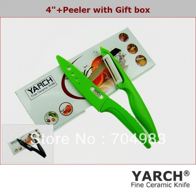 YARCH,Ceramic Knife ,2PCS/set ,4inch knife+peeler with gift box, Ceramic Knife sets ,2 colors select CE FDA certified