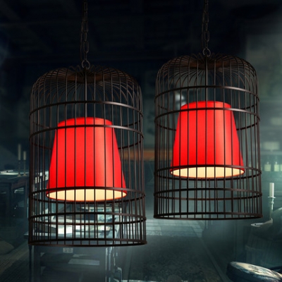 archaistic chinese style bird cage pendant light black vintage metal hanging lamps for dinning room art deco lighting