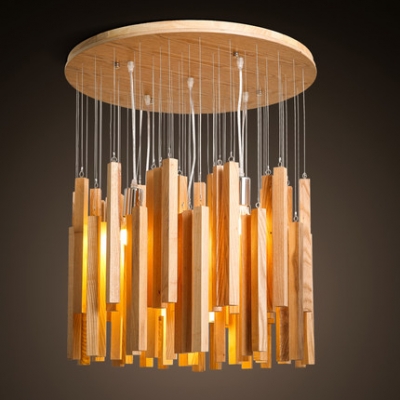 creative modern design meteor shower wooden pendant lamp dinning room rustic light fixture dia 40cm/60cm lampes suspendues