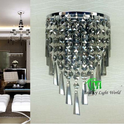 crystal wall sconce silver gold brown grey 4 color with pull switch