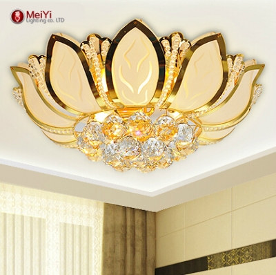 lotus flower modern ceiling light with glass lampshade gold ceiling lamp for living room bedroom lamparas de techo abajur