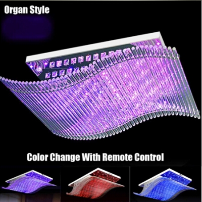 new fashion led color change crystal chandelier with remote control organ style rgb lustre ceiling lamp crystal ceiling light
