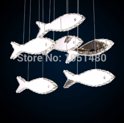 new fish design modern led lightng crystal chandeliers dinning room light