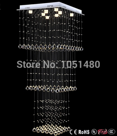 new square high ceiling chandelier light fixtures l600*w600*h2000mm , modern crystal lamp