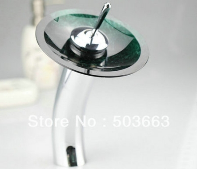 pro single hole bathroom basin faucet glass waterfall Mixer tap L-0016