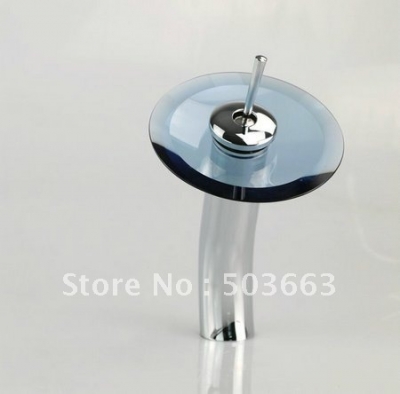 single handle blue glass bathroom tap chrome brass finish basin waterfall mixer faucet YS7790