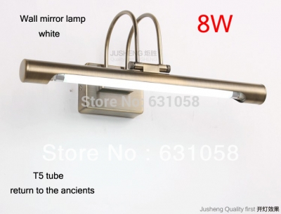 vintage style bronze/silver mirror wall lighting 220v 8w t8 led stainless steel bathroom light shaking head [led-mirror-lights-3565]