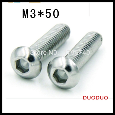 100pcs iso7380 m3 x 50 a2 stainless steel screw hexagon hex socket button head screws