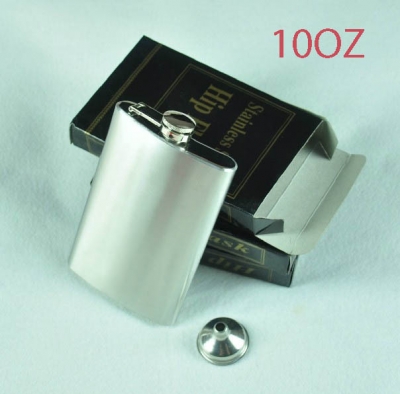 10OZ Stainless Steel Flagon 283ML Hip Flask With Filling Funnel Color Box Packing