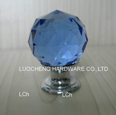 10PCS/LOT FREE SHIPPING 30MM BLUE CRYSTAL KNOB WITH CHROME ZINC BASE [Crystal Cabinet Knobs 219|]