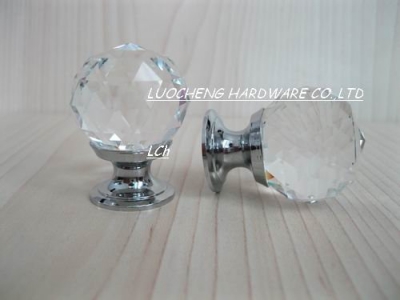 10PCS/LOT FREE SHIPPING 30MM CUT CRYSTAL KNOBS ON CHROME FINISH BRASS BASE [Crystal Cabinet Knobs 129|]