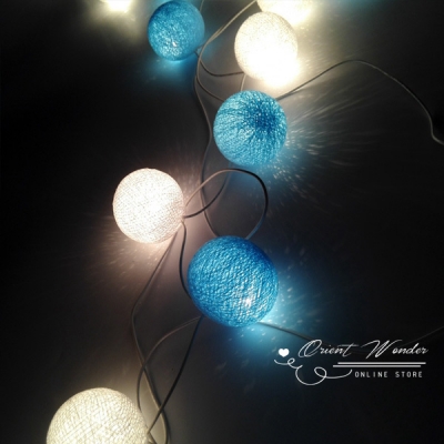 20 balls classical bluish white and blue color cotton ball lamps in thailand holiday lights decorate sitting room 10 set /lot