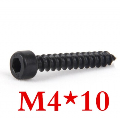 200pcs/lot m4*10 hex socket head self tapping screw grade 10.9 alloy steel with black