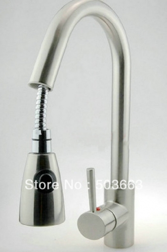 Big Pull Put Spray Brushed Nickel Bathroom Basin Sink Mixer Tap CM0208