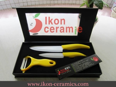 China Knives - 3pcs/Ceramic Knife Set,4"/6"/Peeler IKON Ceramic Knife.(AJ-P3SW-AY)