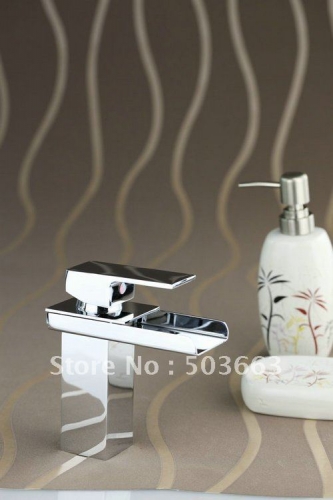 Waterfall Style Bathroom Basin Sink Mixer Tap Chrome Faucet CM0155