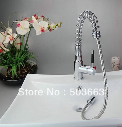 Wholesale Chrome 2 Sinks Swivel Kitchen Brass Faucet Basin Sink Pull Out Spray Mixer Tap S-724