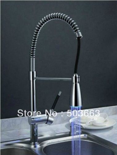 Wholesale Led Chrome Kitchen Brass Faucet Basin Sink Pull Out Spray Mixer Tap S-729