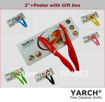 YARCH, 2pcs/box 3"+peeler mini set with color box Ceramic Knife ,Ceramic Knife sets ,6 colors select, CE FDA certified