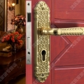 Zinc alloy 24K Gold Yellow bronze Door lock handle door levers out door furniture door handle Free Shipping pb37