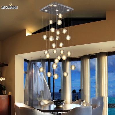 contemporary led crystal chandelier light fixture magic lustre loft stairwell 26 crystal light meteor shower cristal lamp
