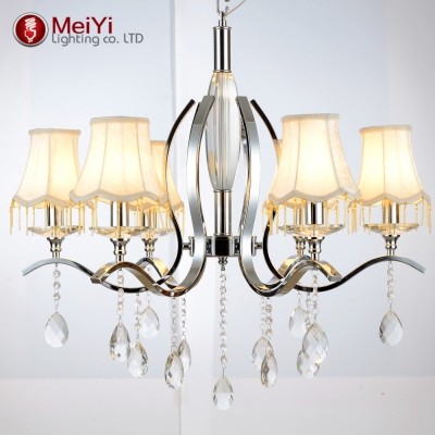 european style white fabric shade led modern k9 crystal chandeliers for living room lustres de cristal chandelier