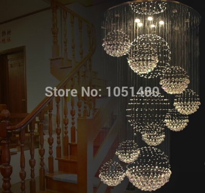 large crystal lamp luxury crystal chandeliers lighting dia100*h280cm,remote control staircase chandelier