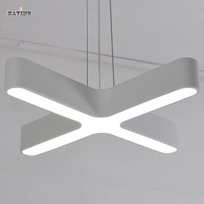 modern led black chandelier light fixture white cross design acrylic hanging lamp suspension light for pendant
