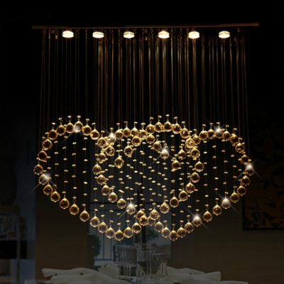 modern romantic crystal chandelier big heart shape hanging lamp luminarias para sala luxury crystal decoration lighting led