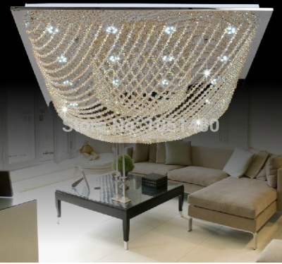 modern square crystal chandelier lighting fixtures living room lamp l600*w600*h220mm, luxury crystal light
