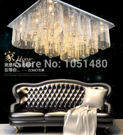 most popular simple style square home crystal ceiling lamp , lustre modern crystal light for room and el